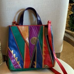 Vintage Shariff Handbag Purse Multi Color in Reptile Leather
